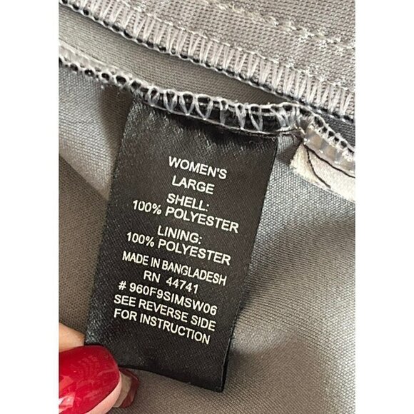 Sims Women's Sz L Black Full Zip Varsity Jacket Gray Striped Ribbed Cuffs & Hem - Picture 6 of 11